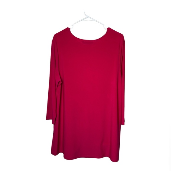 Sympli Rounded Neck 3/4 Sleeve Travel Friendly Long Blouse Tunic Size XL Pink - Picture 2 of 4